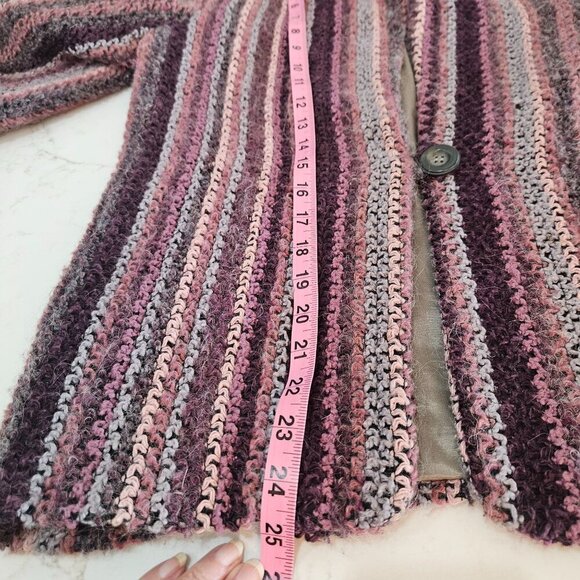 D.K. Gold By Donnkenny Striped Knit Jacket Size 8 Purple Mohair Lambswool 80's - Picture 8 of 9